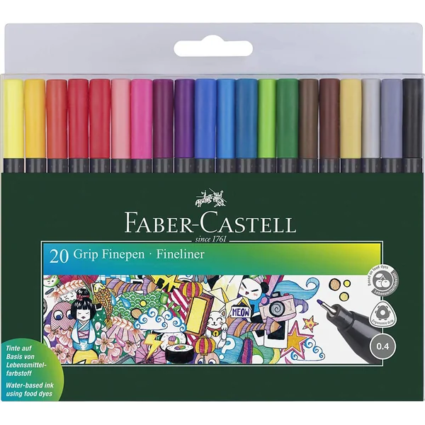 Pochette de 20 feutres 0.4mm Finepen Grip