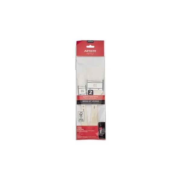 Pochette de 2 pinceaux Spalters extra-courts - Nylon blanc