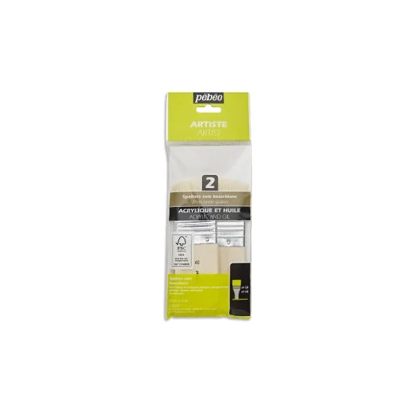 Pochette de 2 pinceaux Spalters extra-courts - Soie beau blanc