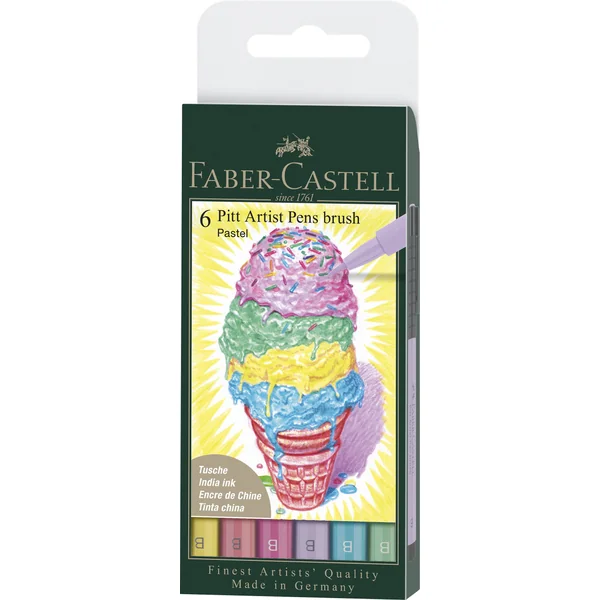 Pochette de 6 feutres Pitt artist Pen Brush Couleurs Pastel