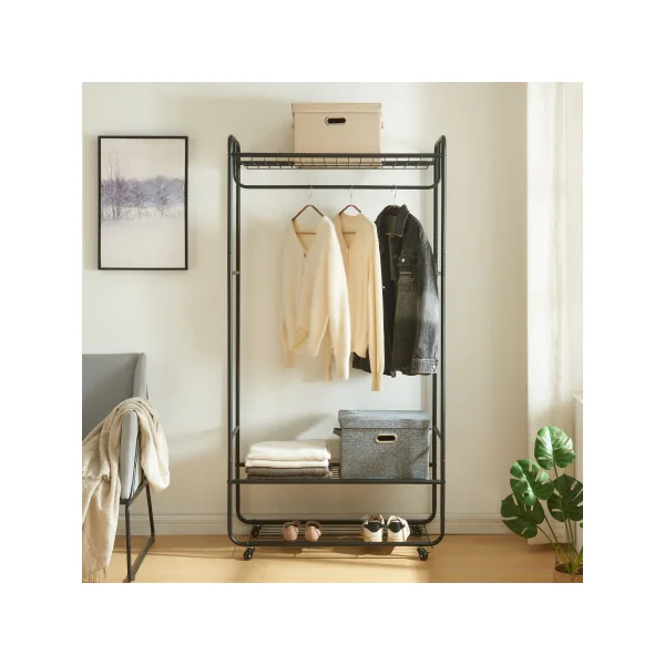 Portant Industriel pour Vêtements Porte-Manteau Mobile avec Tringle