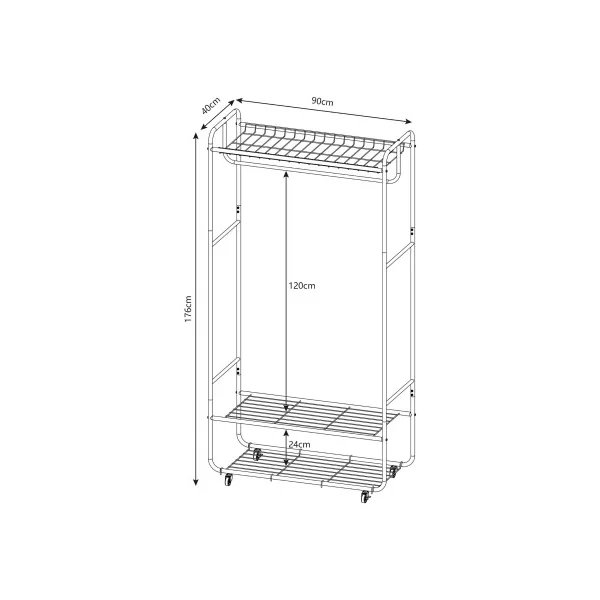 Portant Industriel pour Vêtements Porte-Manteau Mobile avec Tringle