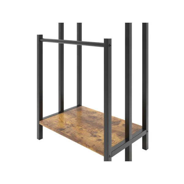 Porte Serviettes Salle de Bain Portant Serviette de Douche Chêne et Métal Noir