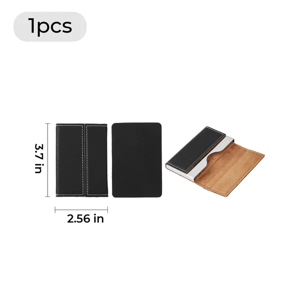 Porte-cartes en cuir PU noir à argent gravable au laser (1 pièce)