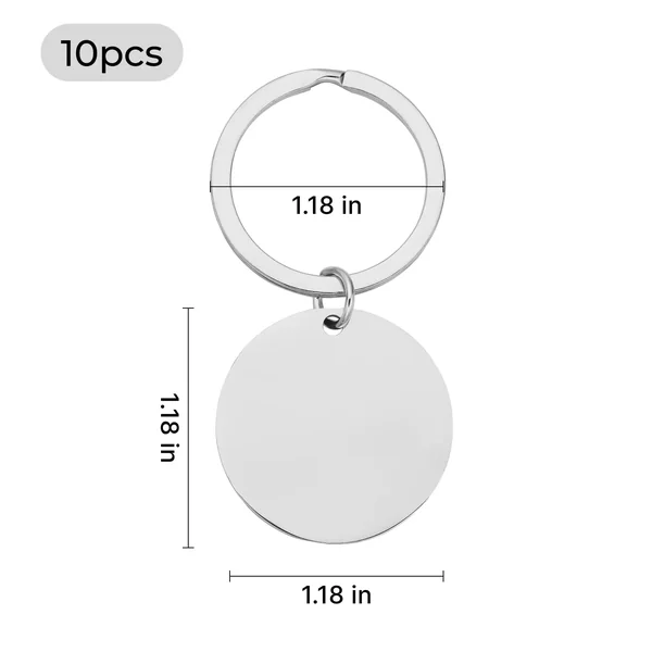 Porte-clés rond en acier inoxydable (10 pcs)
