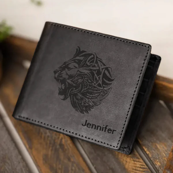 Portefeuille bifold en cuir noir avec protection RFID