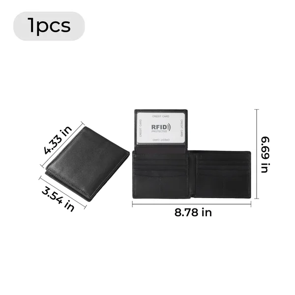 Portefeuille bifold en cuir noir avec protection RFID