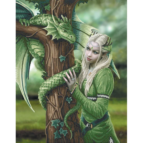 Poster à diamanter 34 X 45 cm Anne Stokes magicienne - Crystal art kit