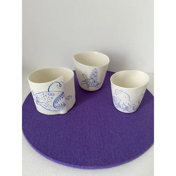 Pot en porcelaine, Poissons – Jinjin Sun, Atelier Murmur