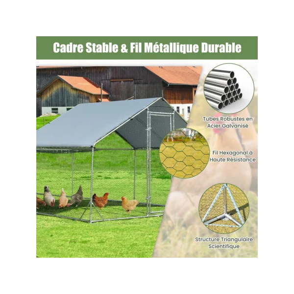 Poulailler 6x3x2m Enclos parc 18m² Poulailler Grillagé Enclos Grillagé Basse Cour