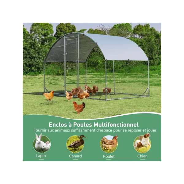 Poulailler Dôme Enclos parc 5,32m² Poulailler Grillagé Arrondi Enclos Grillagé Basse Cour