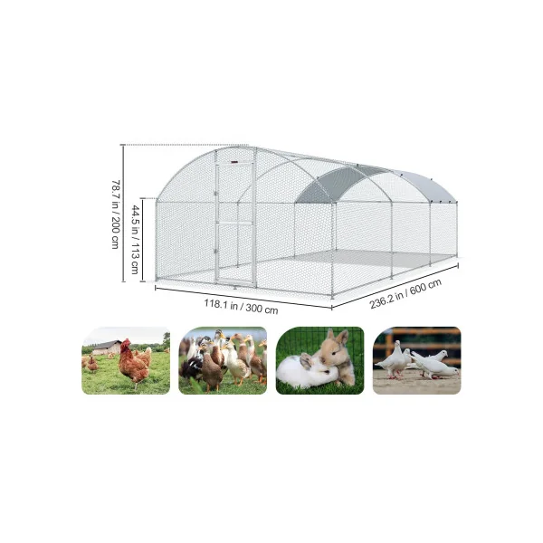 Poulailler Dôme Enclos Parc Arrondi 6x3x2m Poulailler Grillagé Arrondi 18m² Enclos Grillagé Basse Cour
