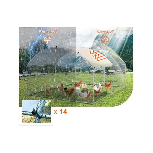 Poulailler Dôme Enclos Parc Poules Arrondi 4x3x2m 12m² Enclos Grillagé