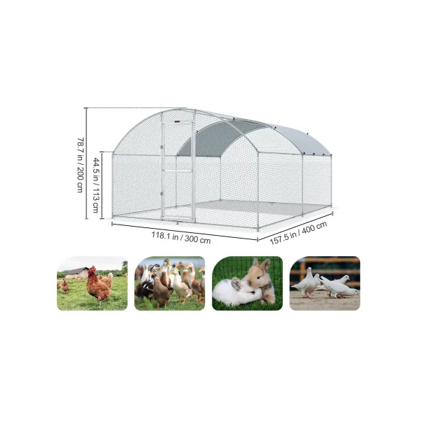 Poulailler Dôme Enclos Parc Poules Arrondi 4x3x2m 12m² Enclos Grillagé