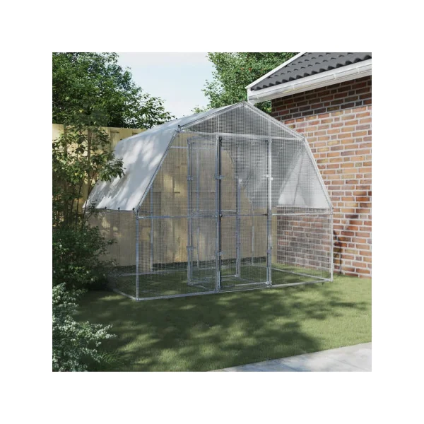 Poulailler Enclos Parc 2,85x1,85x2,30m Poulailler Grillagé avec SAS Enclos Grillagé Basse Cour