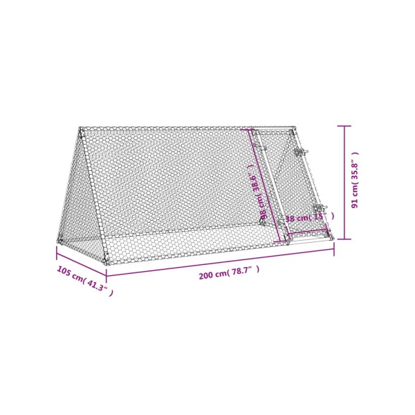 Poulailler Enclos Parc 2m Acier Galvanisé Enclos Grillagé pour Poule 2m²