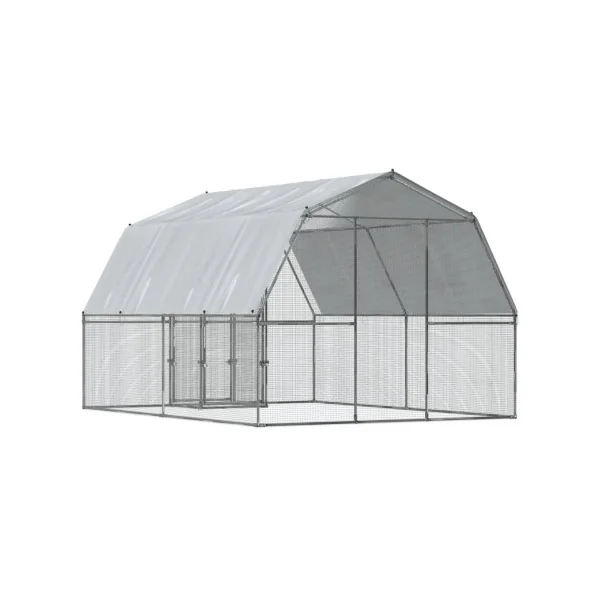Poulailler Enclos Parc 3,75x2,85x2,30m Poulailler Grillagé avec SAS Enclos Grillagé Basse Cour