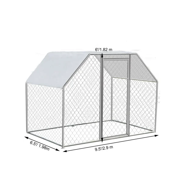 Poulailler Extérieur Enclos Parc 2x3x1,82m 6m² avec Couverture