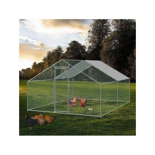 Poulailler Grillagé 12m² Enclos Poule Parc Poule 4x3x2m Tubes 25mm