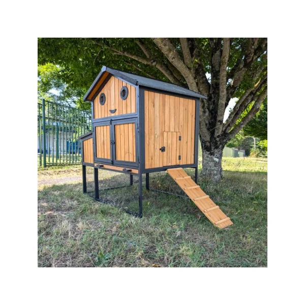 Poulailler Hoilles 6 à 8 poules Châssis ACIER Toiture Shingle avec Pondoir Poulailler Sur Pilotis