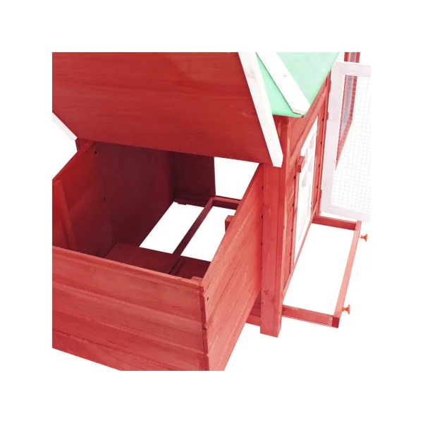 Poulailler Ibos Poulailler en Bois Massif Pin Rouge Cage Poule avec Parc Grillagé