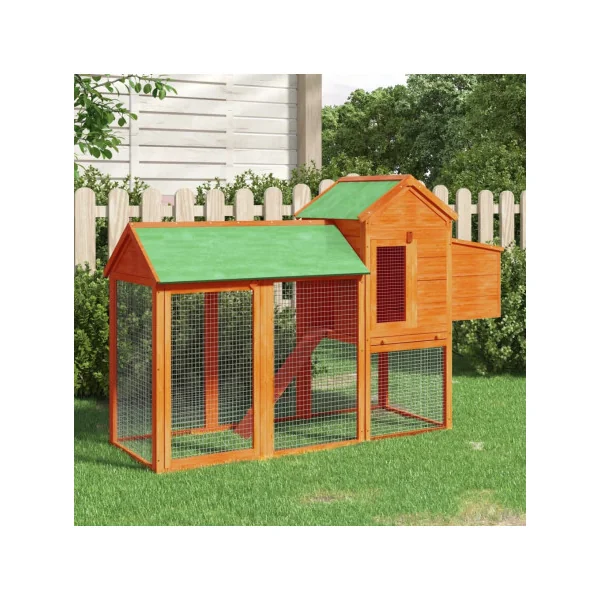 Poulailler Le Rheu Bois Massif Pin Cage à Poules Poulailler avec Enclos et Pondoir