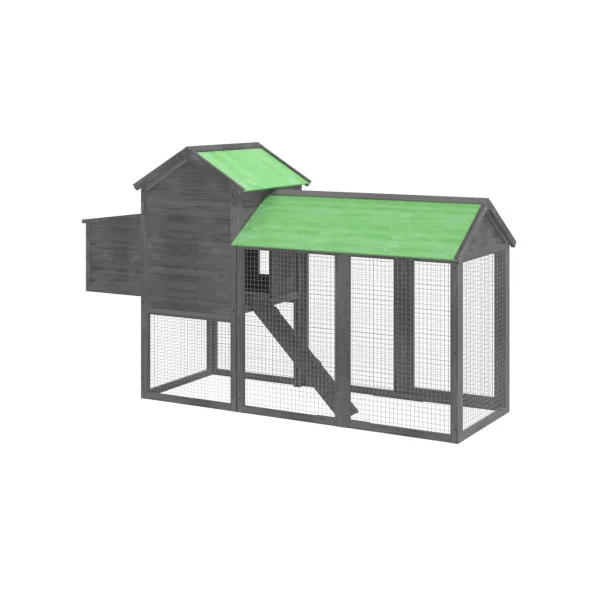 Poulailler Le Rheu Bois Massif Pin Gris Cage à Poules Poulailler avec Enclos et Pondoir