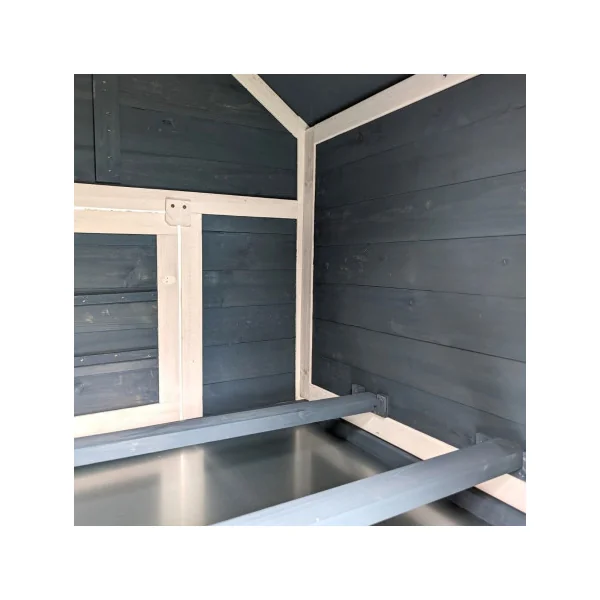 Poulailler Lunel Bleu Blanc 2 à 4 Poules Poulailler en Bois Sans Enclos avec Pondoir et Perchoirs