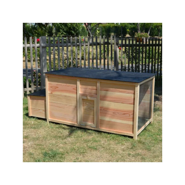 Poulailler Modane 4-6 Poules Bois de Douglas Toit en Shingle Noir FABRICATION FRANCAISE