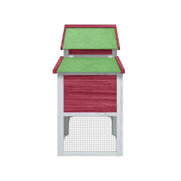 Poulailler Valdahon Rouge et Blanc Poulailler en Bois de Pin avec Enclos Grillagé et Pondoir