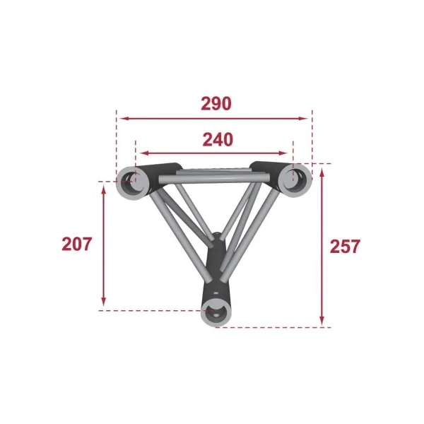 PT29-025 Contestage - Poutre aluminium triangulaire Longueur : 25 cm Livré avec 1 kit de jonction