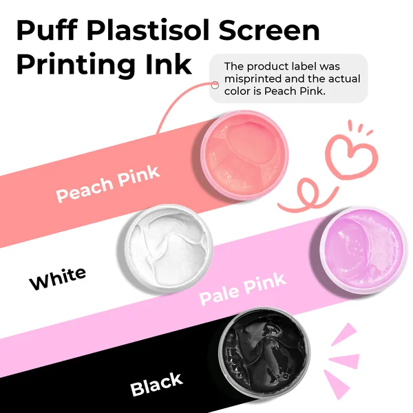 Puff Plastisol Ink pour impression sur tissu (4 couleurs)