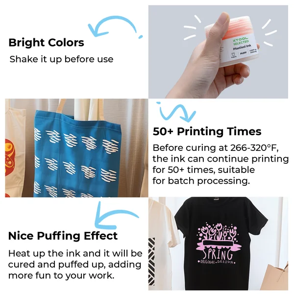 Puff Plastisol Ink pour impression sur tissu (4 couleurs)