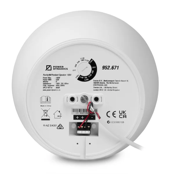 PURITY8W Enceinte suspendue 50-25 Watts 100 V