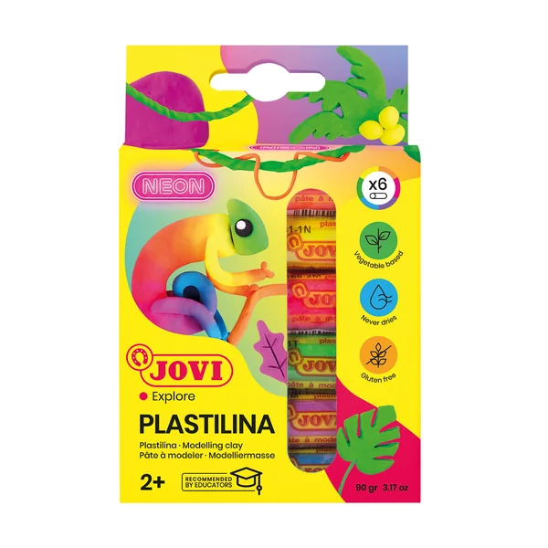 Pâte à modeler Plastilina X6 15g fluo Jovi explore