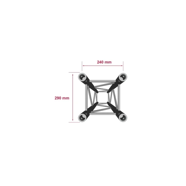 QUATRO-200 Contestage - Structure aluminium carrée 290 charge lourde Longueur 200 cm Livré avec 1 kit de jonction