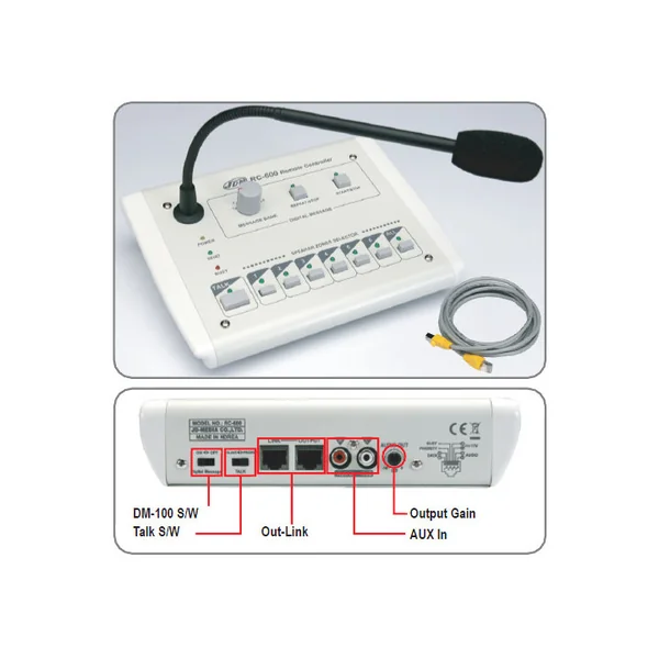 RC 600 Microphone pupitre 6 Zones pour amplis série ZA