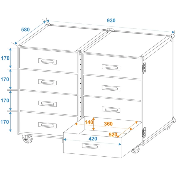ROADINGER DD-2 Universal Roadie Case Double Drawer