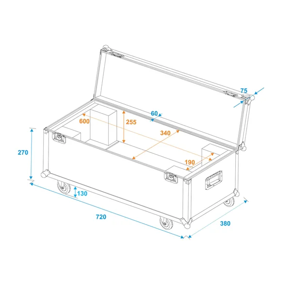 ROADINGER Flightcase 1x LED SL-350/SL-160 with wheels