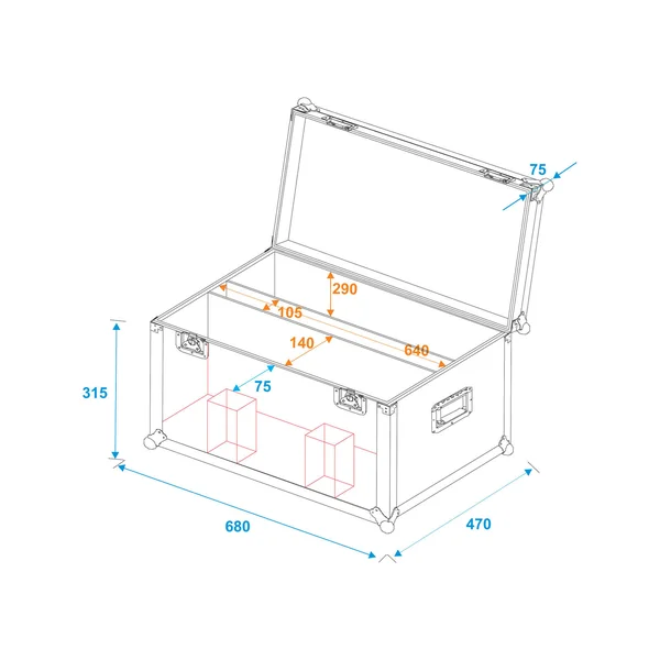 ROADINGER Flightcase 2x LED PLL-480