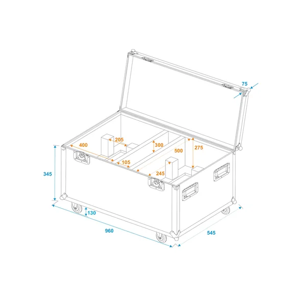 ROADINGER Flightcase 2x THA-250F with wheels