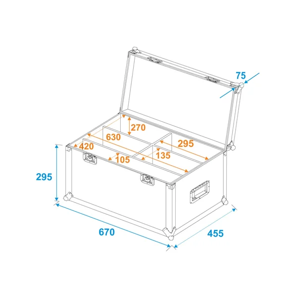 ROADINGER Flightcase 4x LED 4/7C-12 Silent Slim Spot