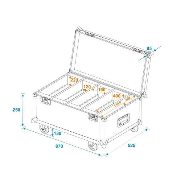 ROADINGER Flightcase 4x LED CLS-18 QCL RGB/WW with wheels