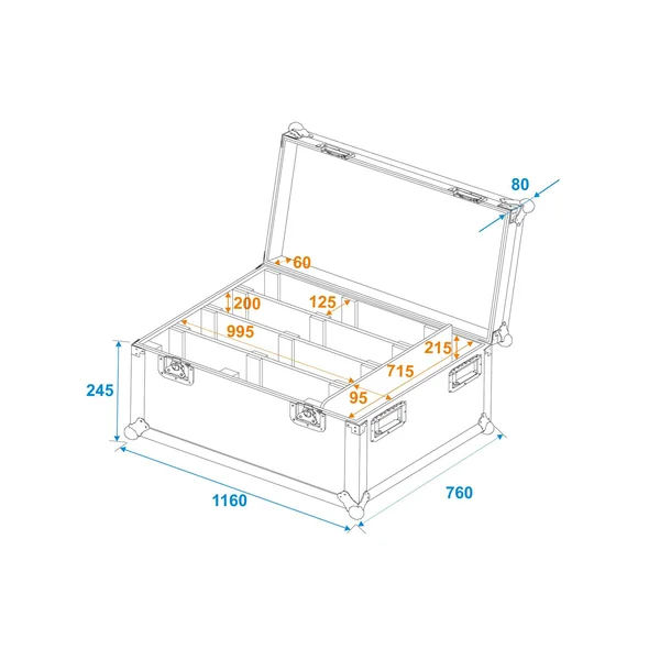 ROADINGER Flightcase 4x LED PMB-8 COB QCL