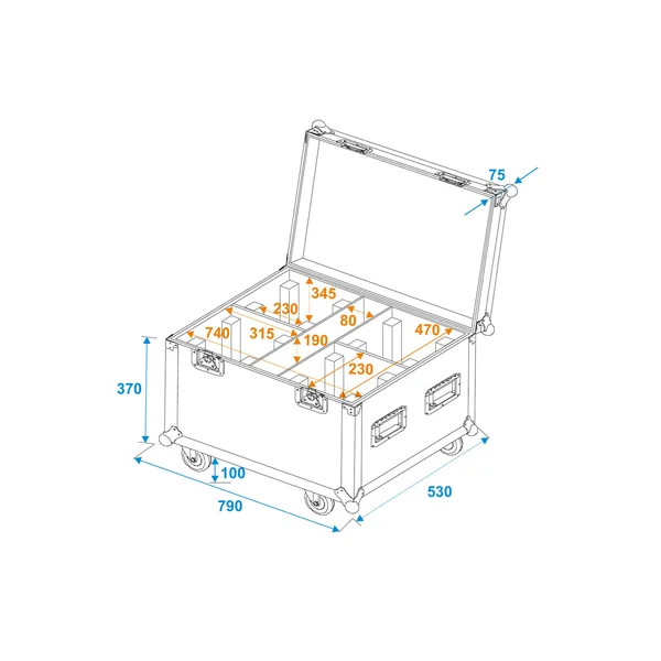 ROADINGER Flightcase 4x TMH-X4