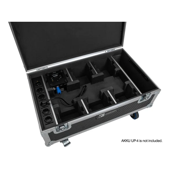 ROADINGER Flightcase 6x AKKU UP-4 QCL Spot QuickDMX MK2 with charging function and wheels