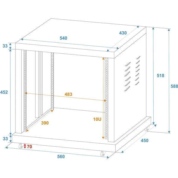 ROADINGER Steel Rack SR-19, 10U