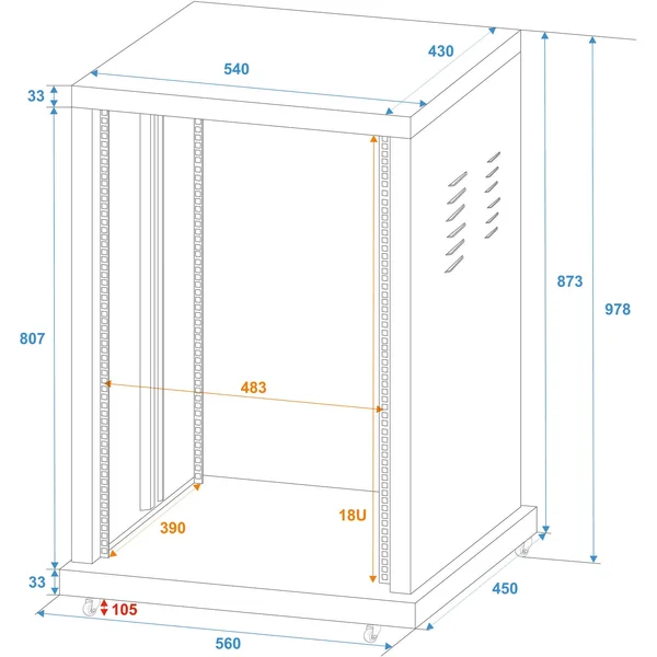 ROADINGER Steel Rack SR-19, 18U