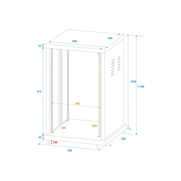 ROADINGER Steel Rack SR-19, 22U