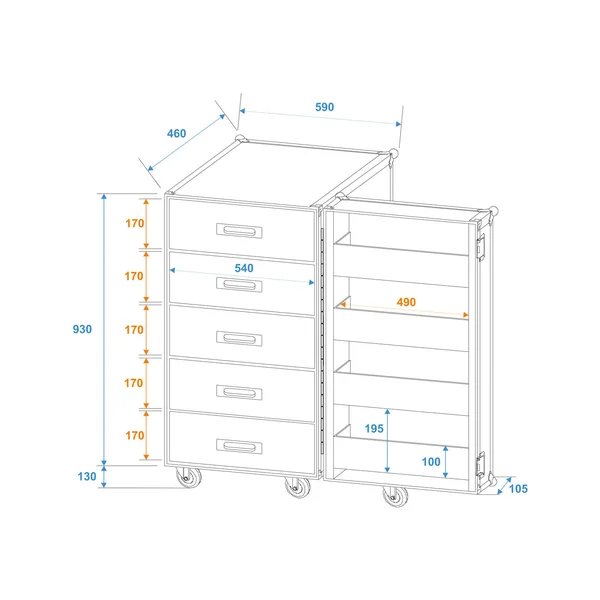 ROADINGER TSF-1 Universal Drawer Case with wheels